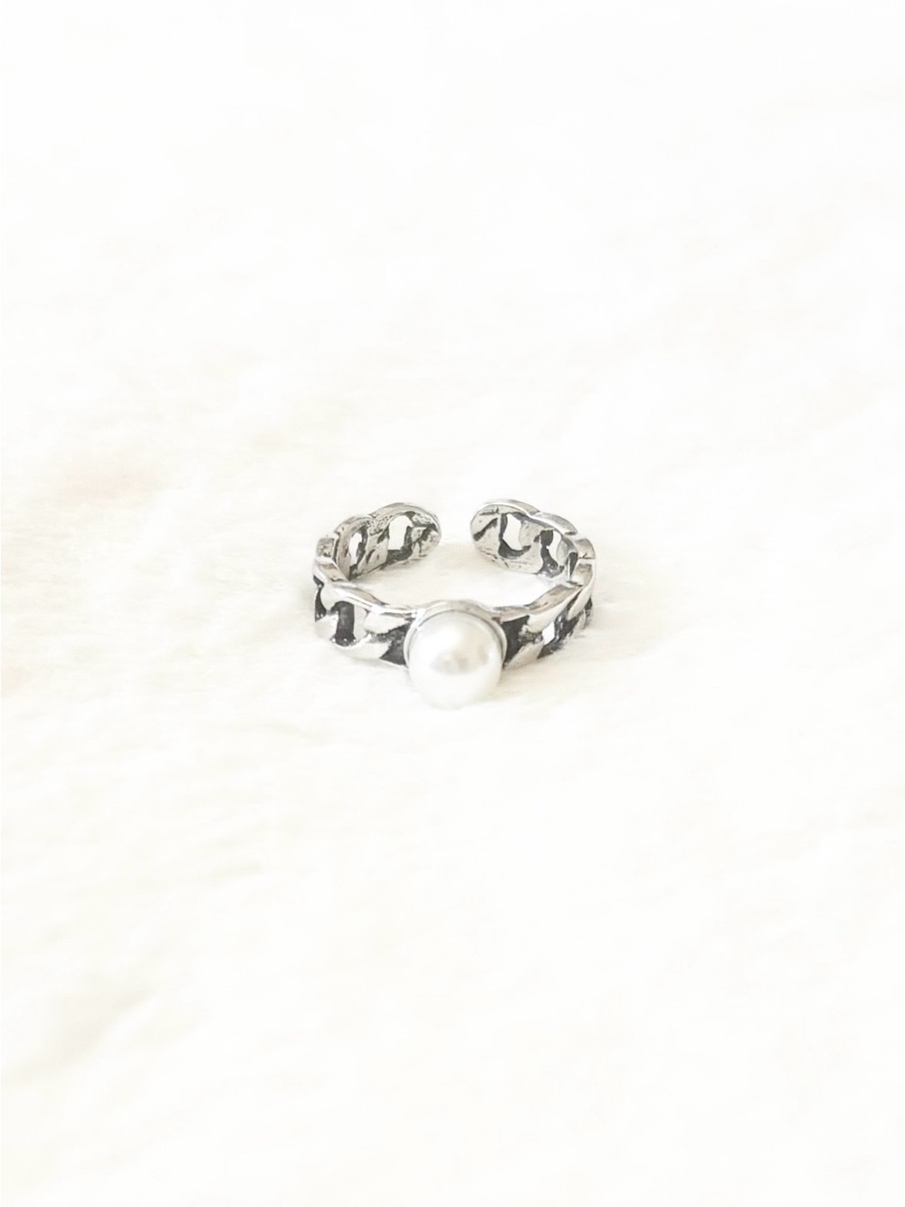 5/$15 🩷 MUST BUNDLE Silver Pearl Accent Open Ring - Women Jewelry